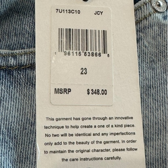 NWT 7 For All Mankind Embellished Denim Jeans Straight Leg Size 23 MSRP $348 - Picture 5 of 9